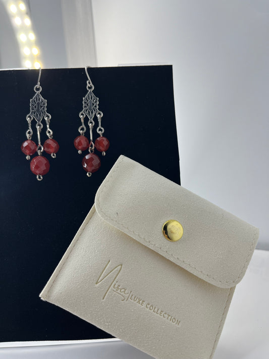 Carnelian - Posh Red Luxury Handcrafted Sterling Silver Semi-Precious Dangling Earrings