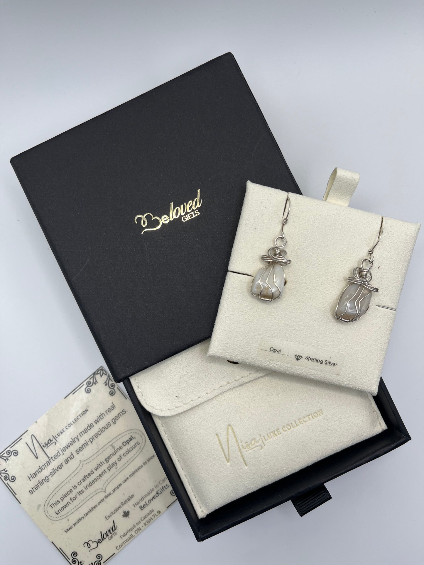 Opal - Serenity Luxury Handcrafted Sterling Silver Semi-Precious Earrings