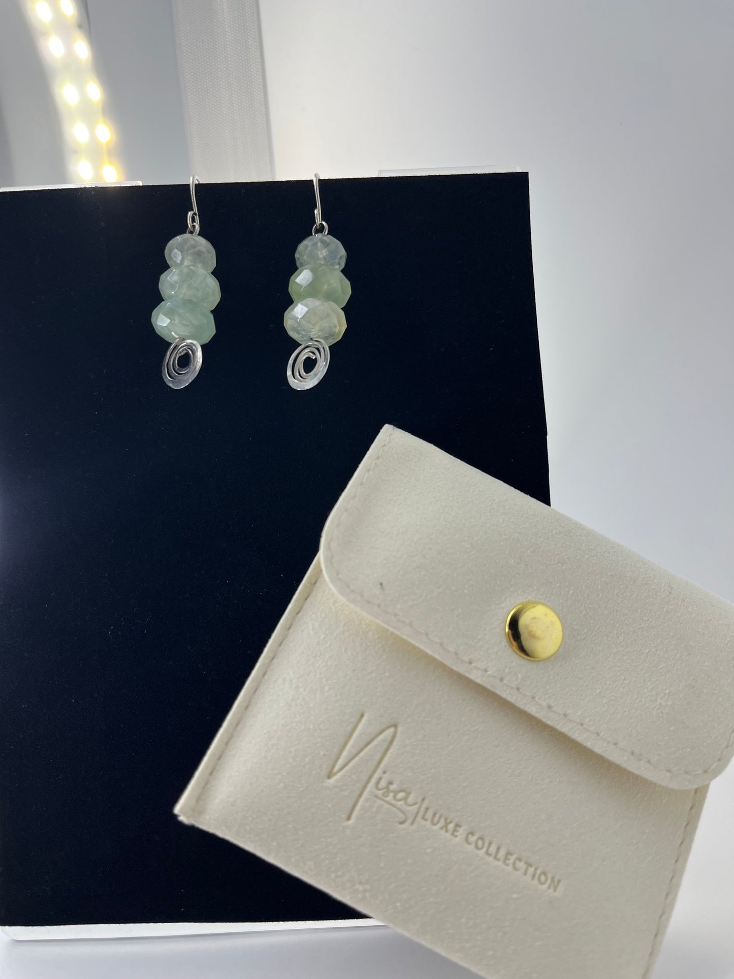 Prehnite - Green Hues Luxury Handcrafted Sterling Silver Semi-Precious Earrings