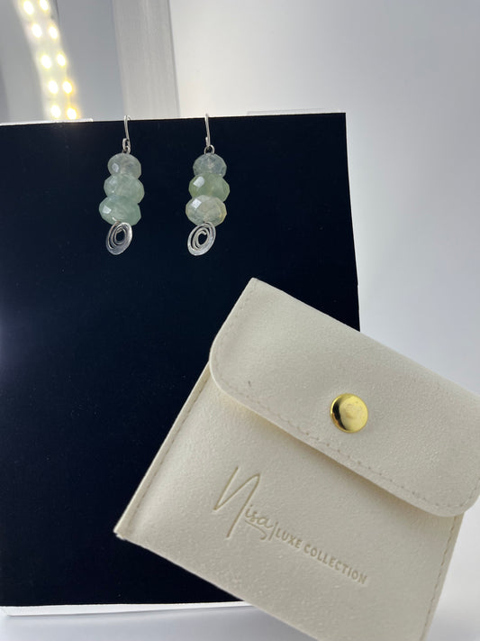 Prehnite - Green Hues Luxury Handcrafted Sterling Silver Semi-Precious Earrings