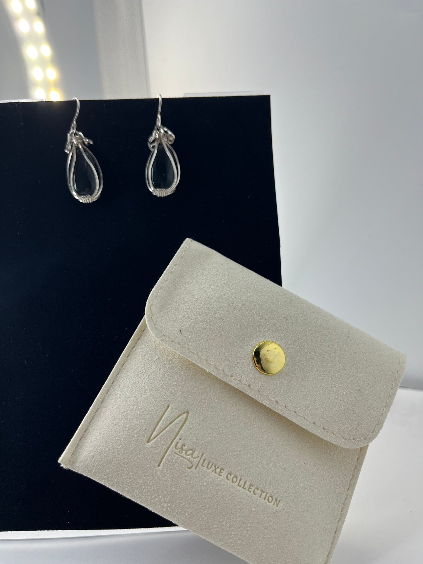 Rainbow Obsidian - Black Shimmer Luxury Handcrafted Sterling Silver Semi-Precious Tear Drop Earrings