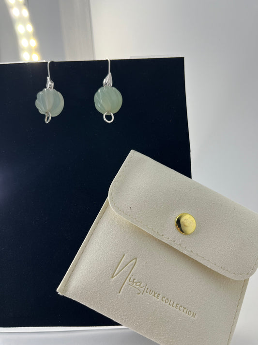 Serpentine - Green Spin Luxury Handcrafted Sterling Silver Semi-Precious Ball Spiral Earrings