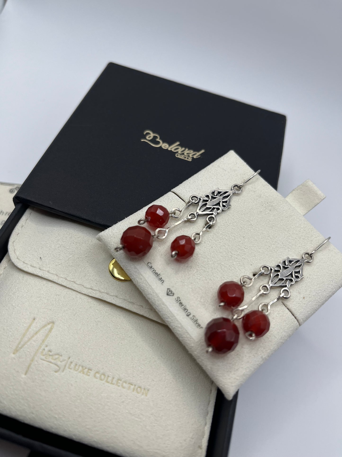Carnelian - Posh Red Luxury Handcrafted Sterling Silver Semi-Precious Dangling Earrings