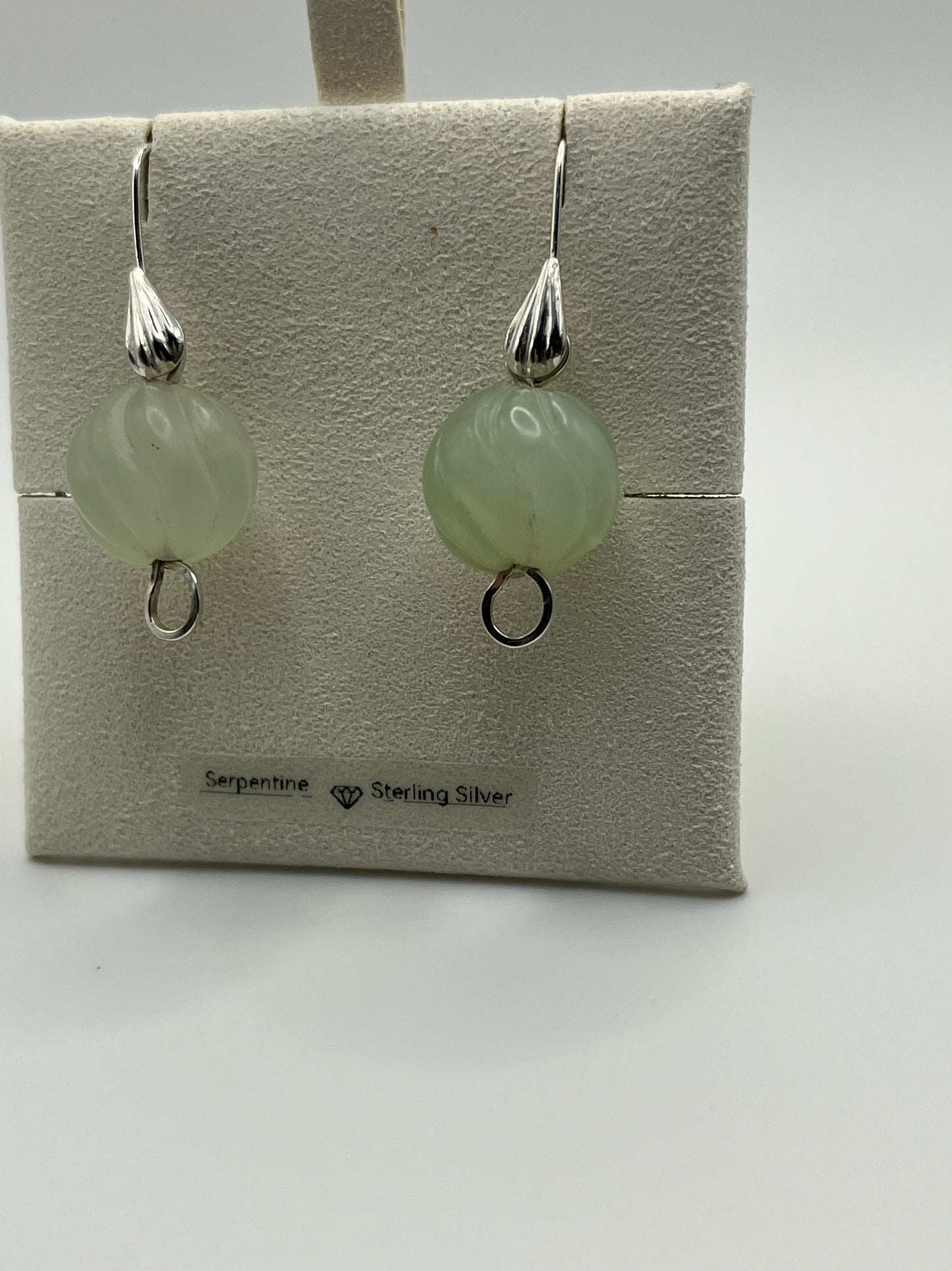 Serpentine - Green Spin Luxury Handcrafted Sterling Silver Semi-Precious Ball Spiral Earrings