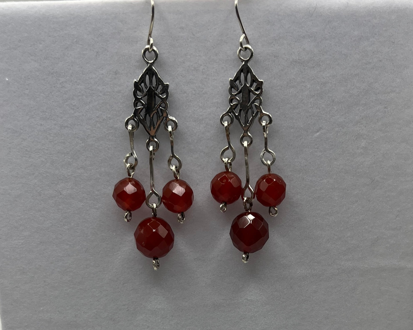 Carnelian - Posh Red Luxury Handcrafted Sterling Silver Semi-Precious Dangling Earrings