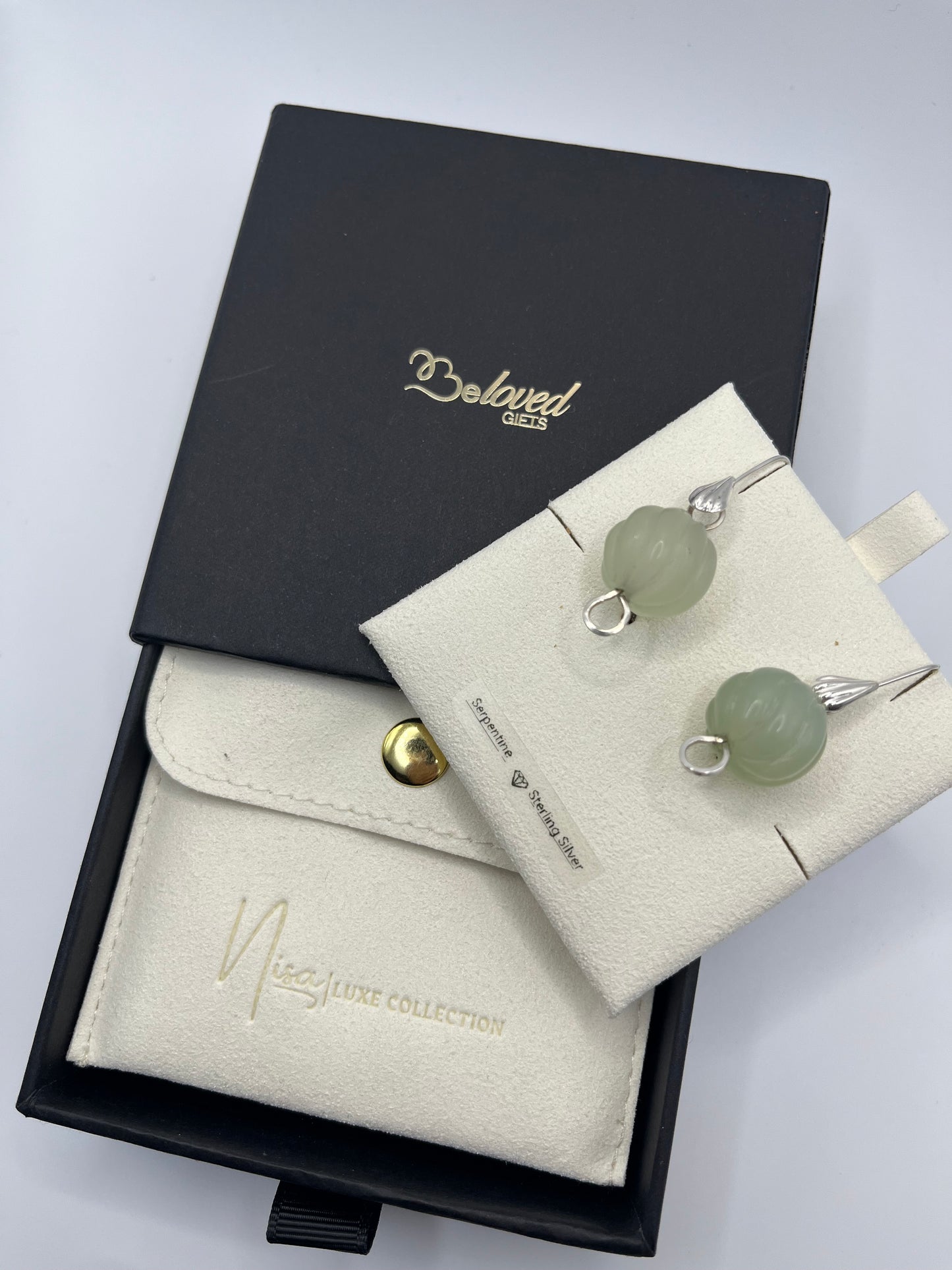 Serpentine - Green Spin Luxury Handcrafted Sterling Silver Semi-Precious Ball Spiral Earrings