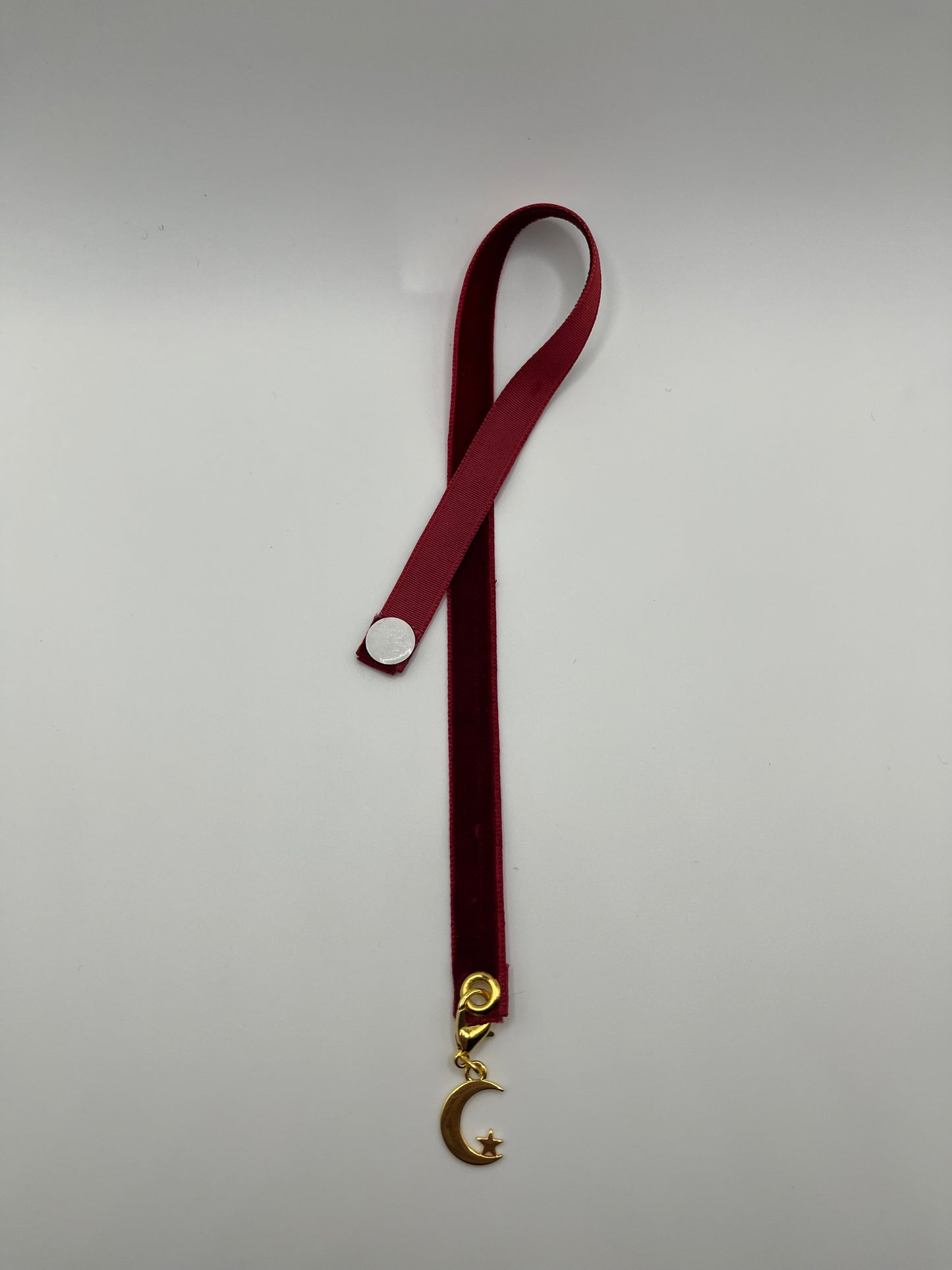 Burgundy Velvet Reusable Adhesive Book-It™ Bookmark with Gold Moon and Star in Gift Box + Hidden Scratch Gift Message