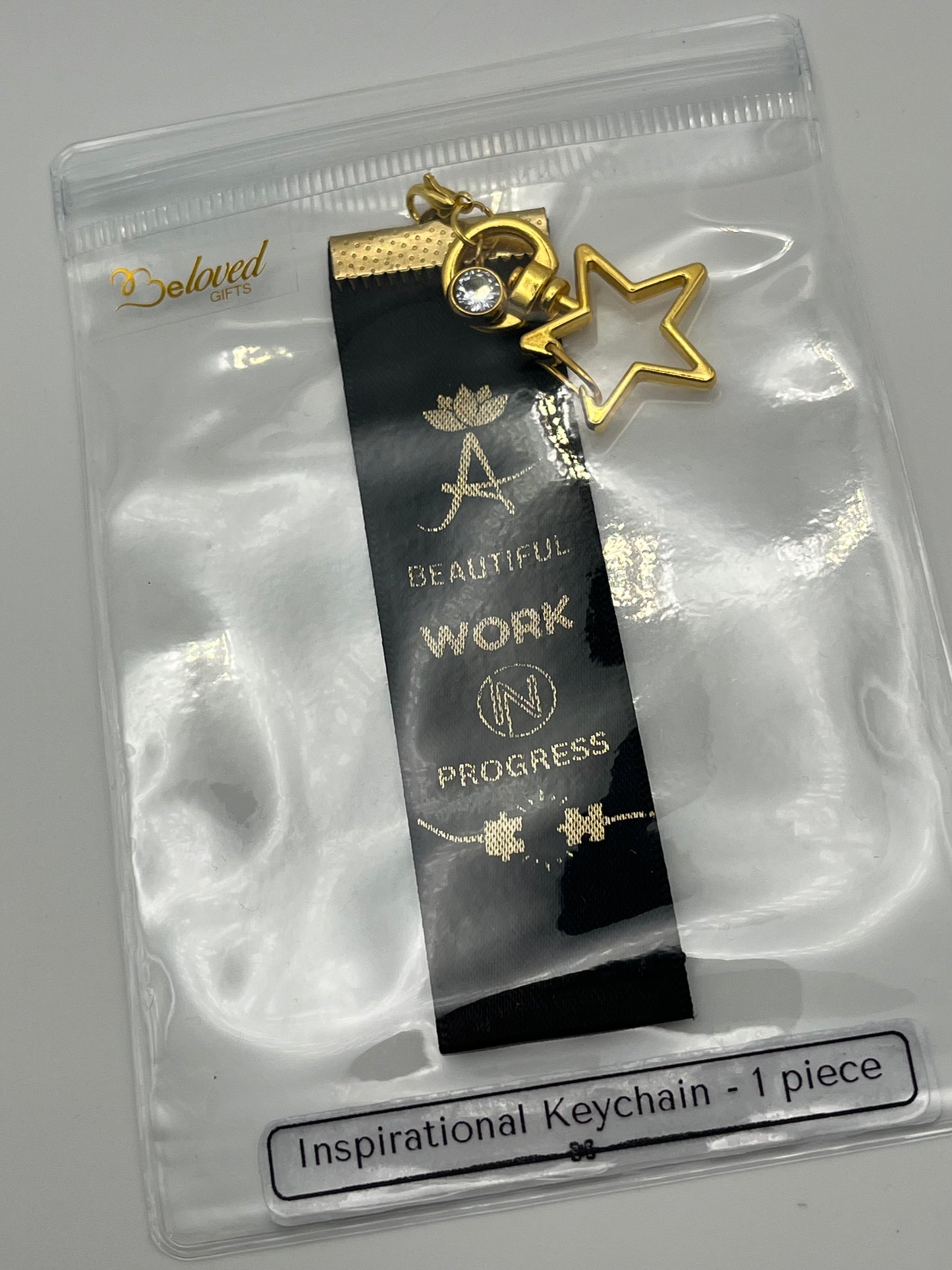 Find a Way to Be Better Each Day – Inspirational Keychain Gift – Black with Gold Text - Gold Swivel Star Keyring and Gem