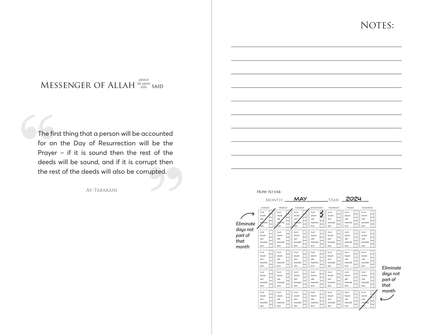 The Prayer! The Prayer! Salat Tracker - Designer: Farhana Faruq