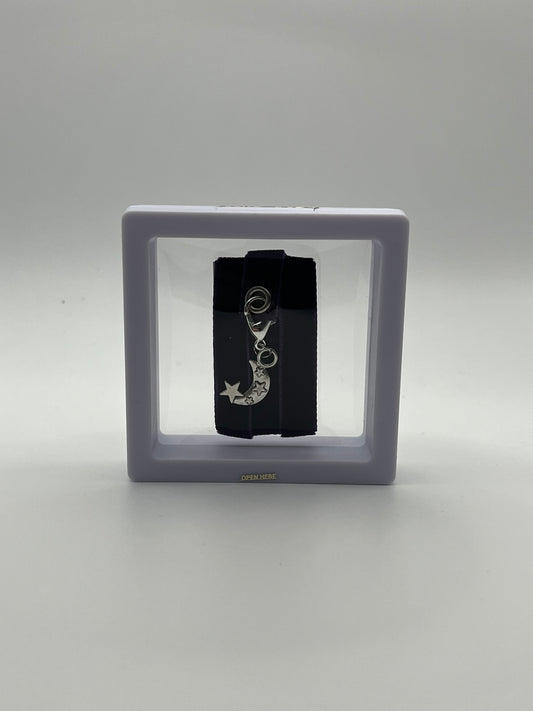 GOODNIGHT – Purple Velvet Reusable Adhesive Book-It™ Bookmark with a Charm (Stars and Moon) in a Mini Gift Box