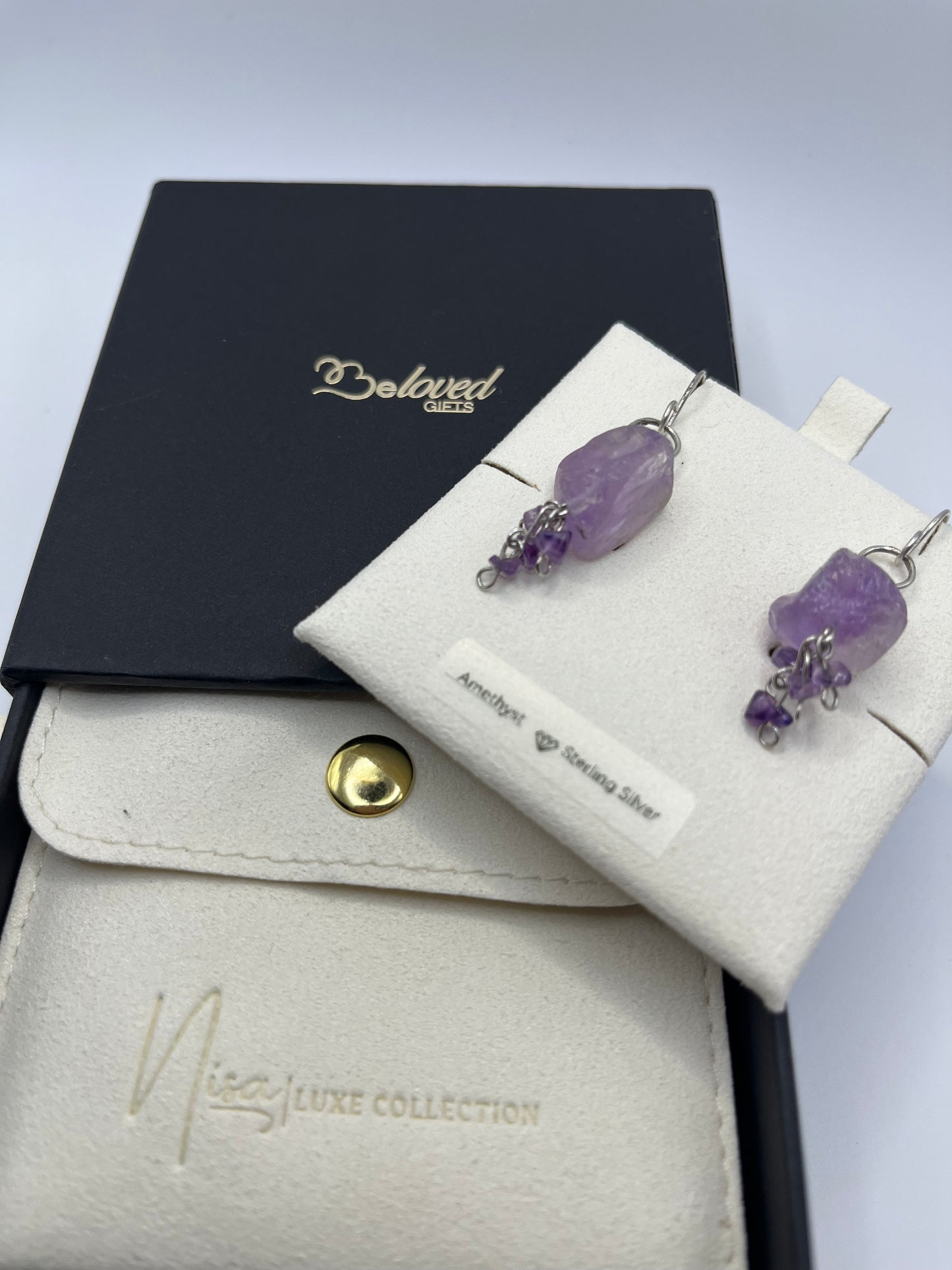 Amethyst - Purple Shimmer Luxury Handcrafted Sterling Silver Semi-Precious Dangling Earrings