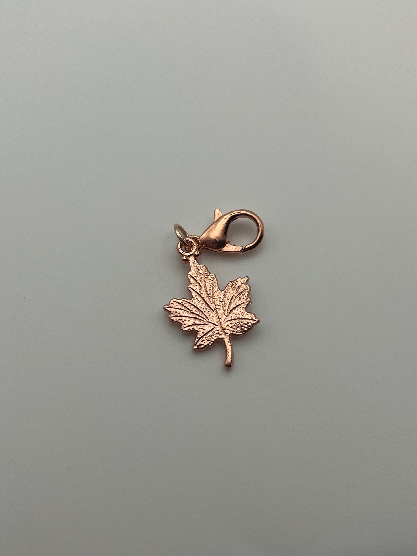 Canadian Maple Leaf – Purple Velvet Reusable Adhesive Bookmark with a Charm (Rose Gold Maple Leaf) in a Mini Gift Box